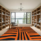 Bold Orange And Black Stripe Rug