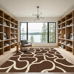 Brown Cream Organic Abstract Flow Rug