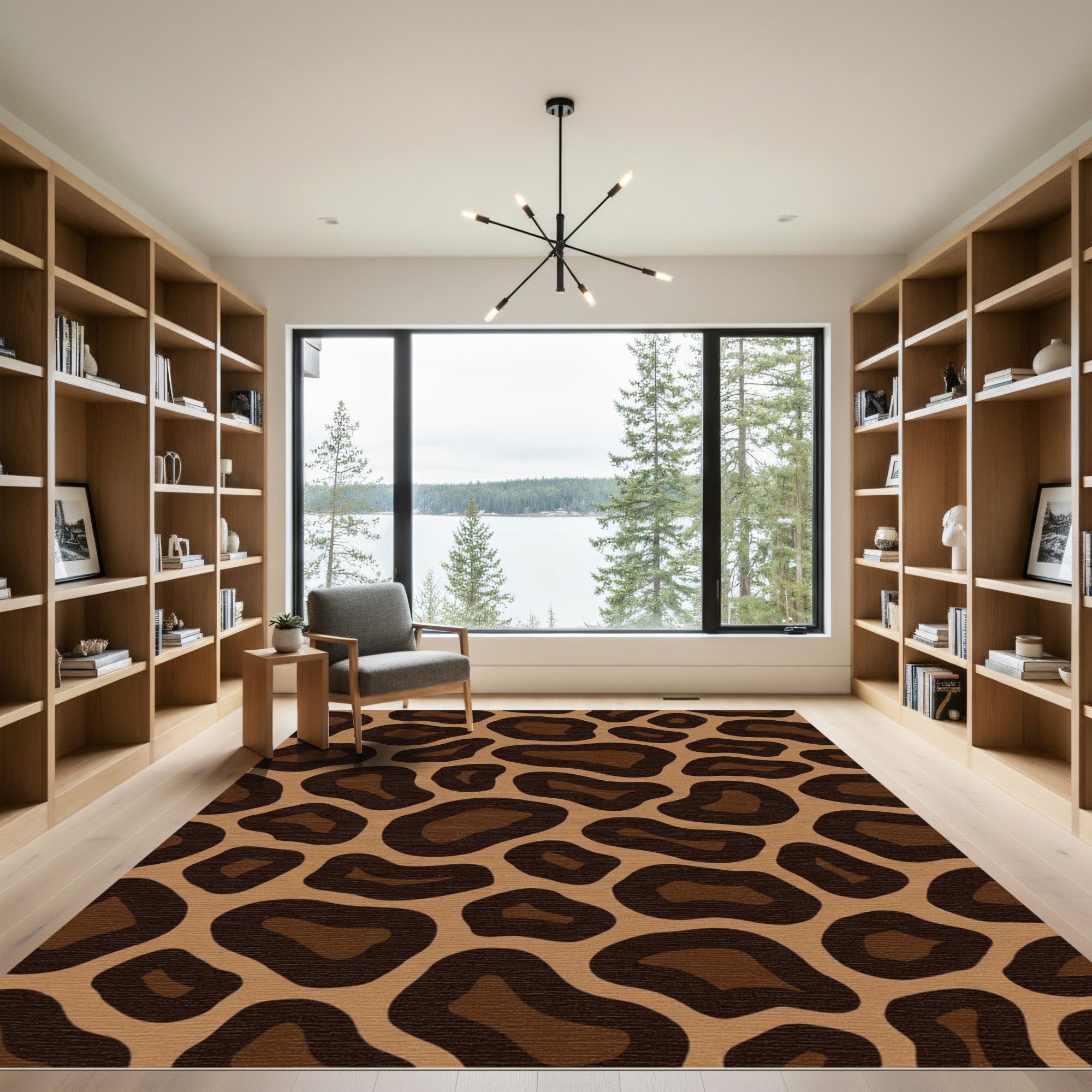 Brown Black Spotted Organic Shapes Rug