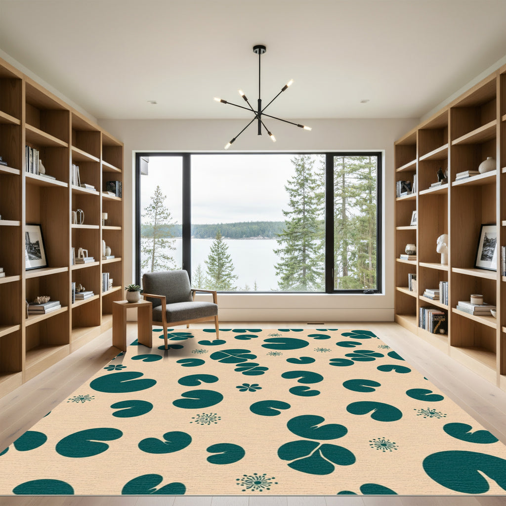 Teal Lily Pad Scattered Dot Rug