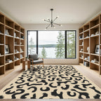 Abstract Black Organic Swirls Rug