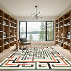 Geometric Maze Lines Brick Rug
