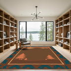Rustic Earthy Orange Pine Forest Rug