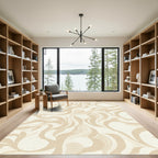 Cream Swirl Abstract Flow Rug