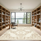 Neutral Cream Geometric Pixelated Medallion Rug