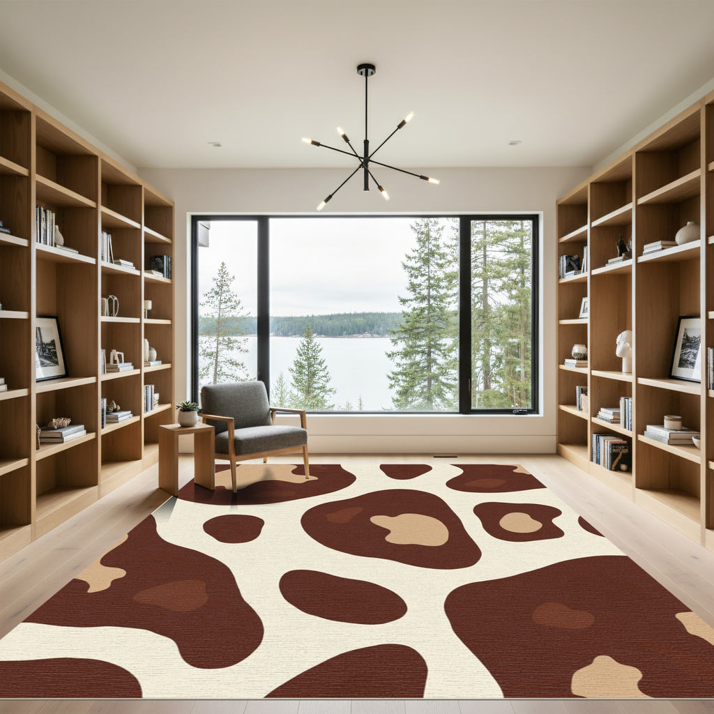 Brown Beige Abstract Spots Rug