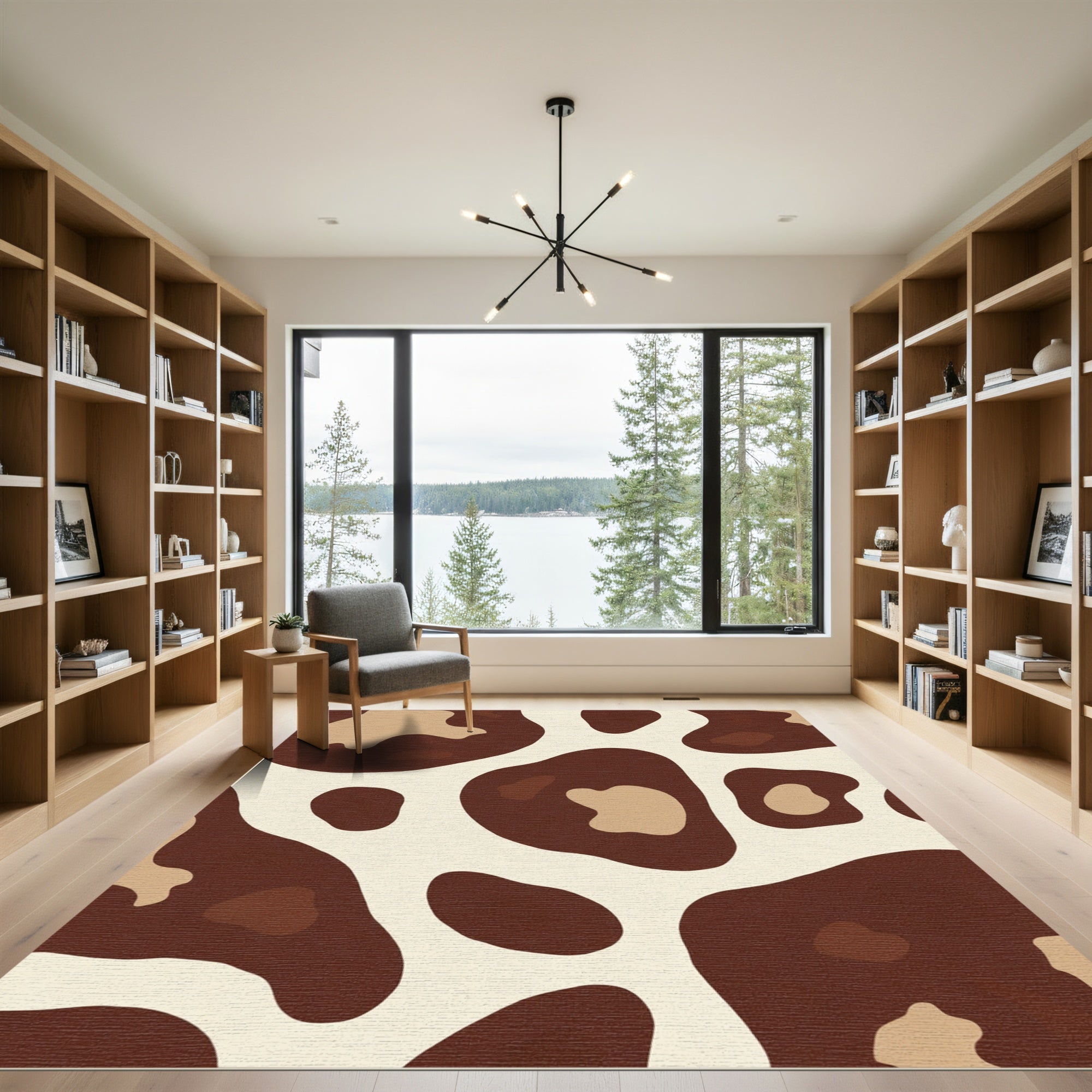 Brown Beige Abstract Spots Rug