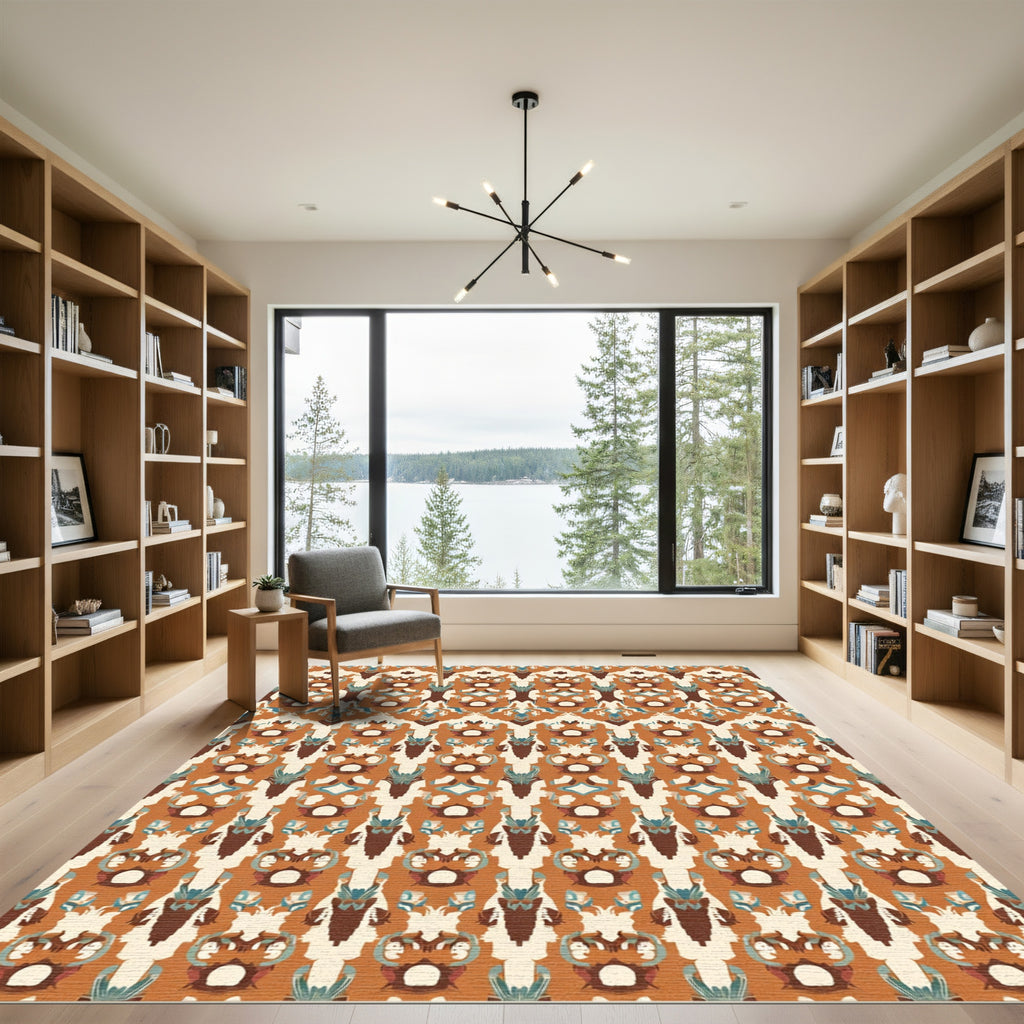 Bold Earthy Tones Tribal Symmetry Rug