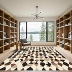 Brown Black Tan Geometric Diamond Collage Rug