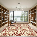 Maroon Floral Butterfly Meadow Rug