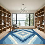 Ocean Blue Gradient Diamond Stripes Rug