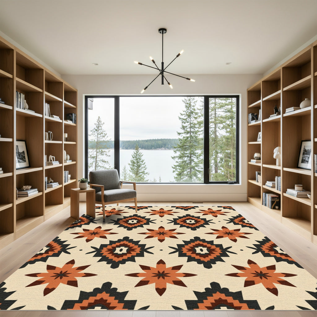 Geometric Starburst Diamond Cream Rug
