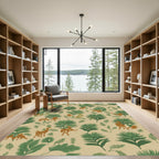 Safari Creatures Green Jungle Foliage Rug