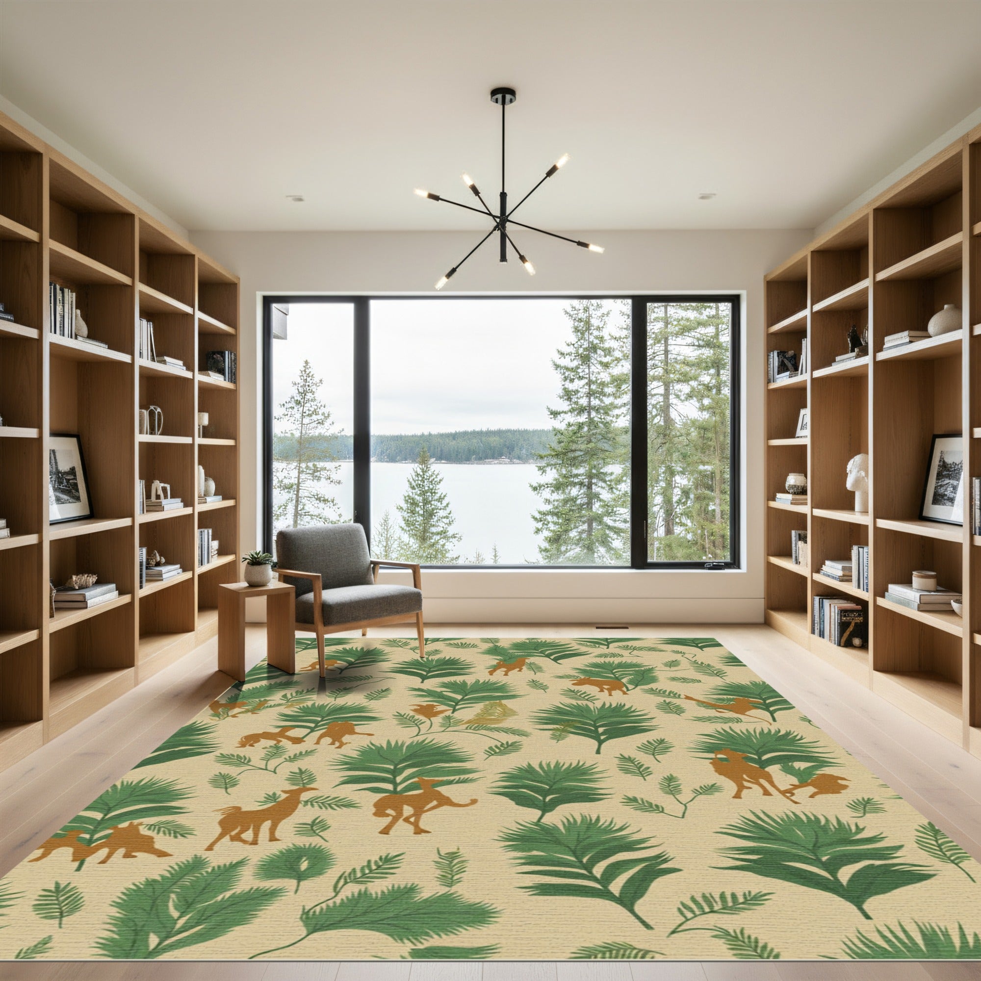Safari Creatures Green Jungle Foliage Rug