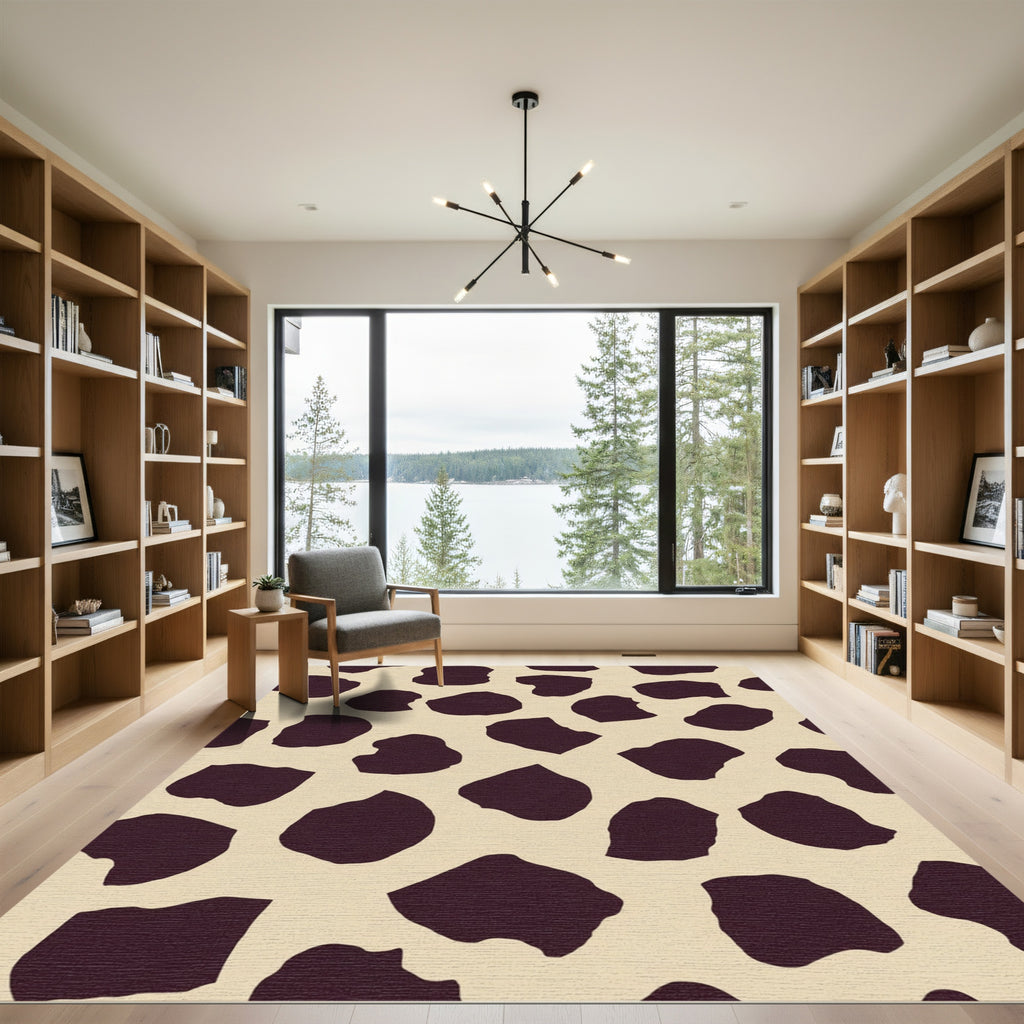 Deep Brown Irregular Spots Tan Rug