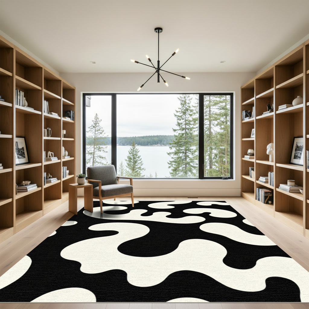 Black and White Organic Blob Rug