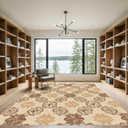 Brown Floral Medallion Arrangement Rug