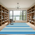 Bold Blue And Cream Stripe Rug