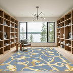 Charming Blue Floral Vine Rug