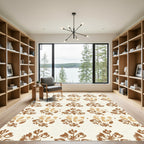 Earthy Brown Organic Floral Arrangement Rug