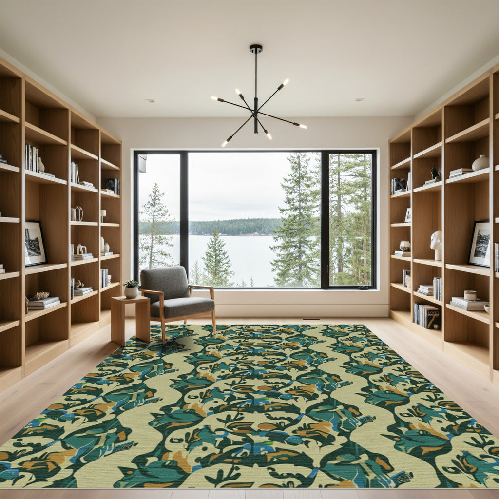 Earthy Abstract Organic Wave Rug