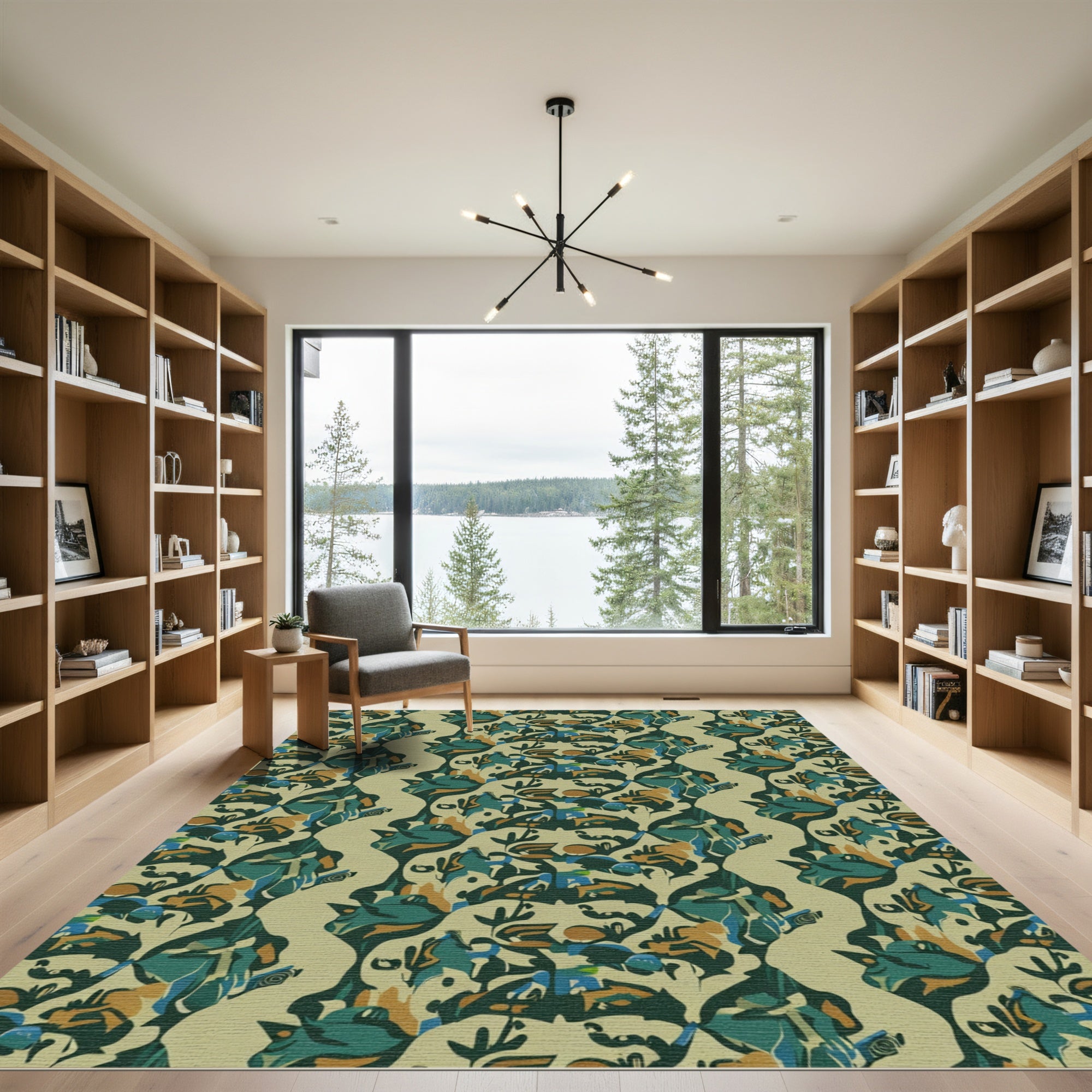 Earthy Abstract Organic Wave Rug