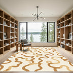 Earthy Tan Wavy Stripe Rug