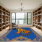 Bold Orange Tiger Blue Border Rug