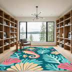 Playful Seahorse Coral Reef Scene Rug