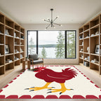 Crimson Rooster Folk Art Rug