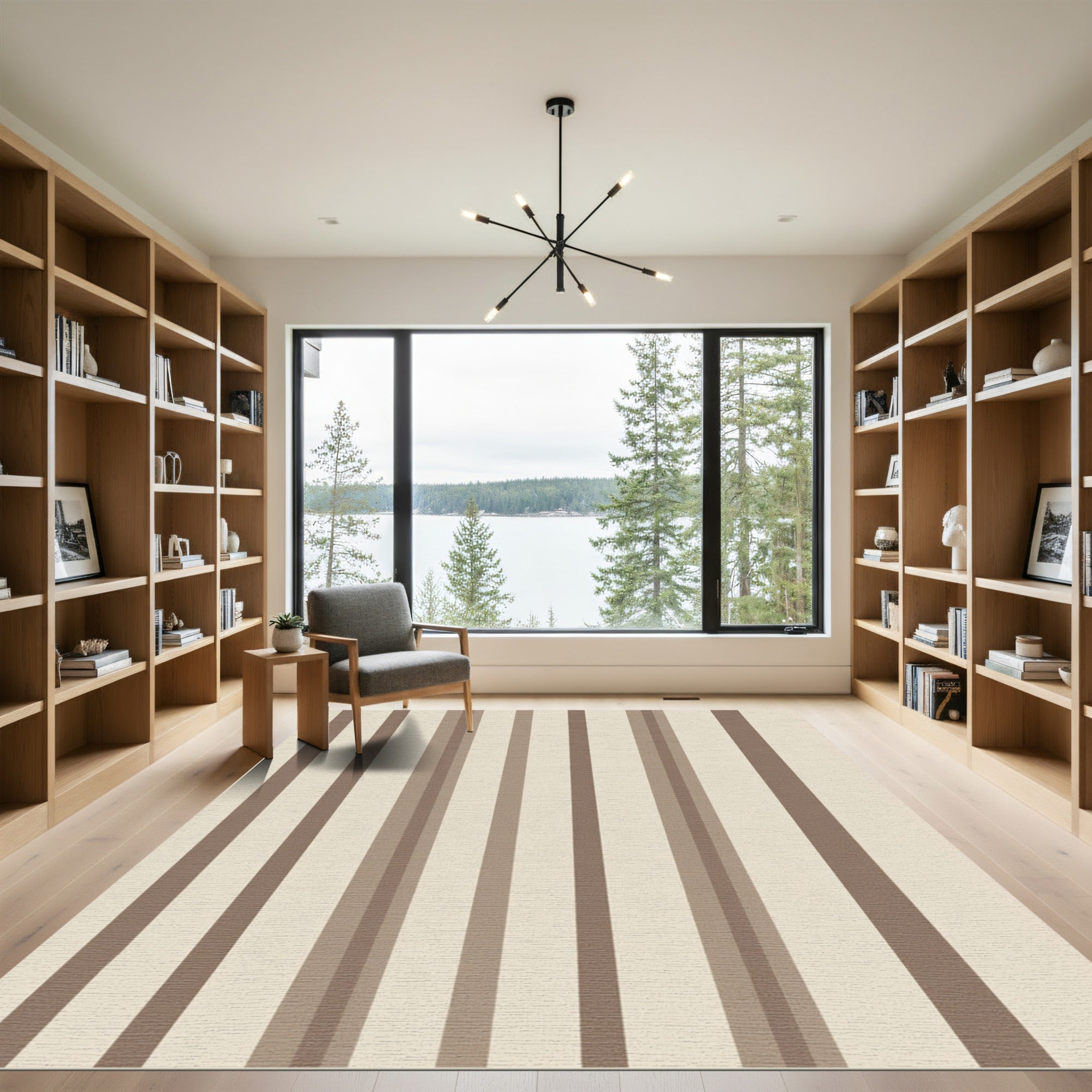 Neutral Toned Vertical Stripe Rug