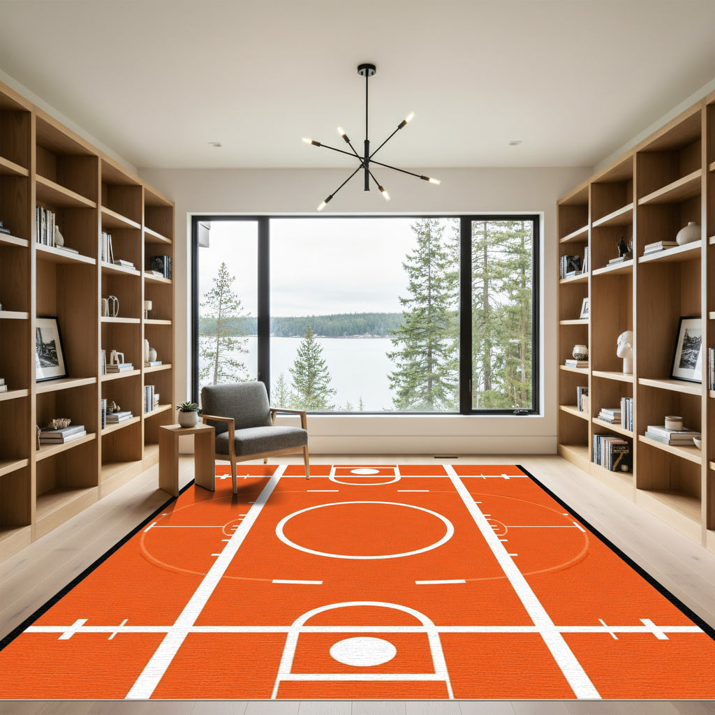 Orange Basketball Court Graphic Rug