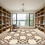 Brown Cream Repeating Medallion Rug