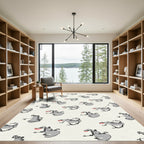Whimsical Gray Hippo Splash Rug