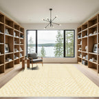 Soft Cream Geometric Basketweave Rug