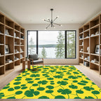 Green Clover Vine Yellow Rug