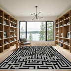 Monochromatic Maze Labyrinth Rug