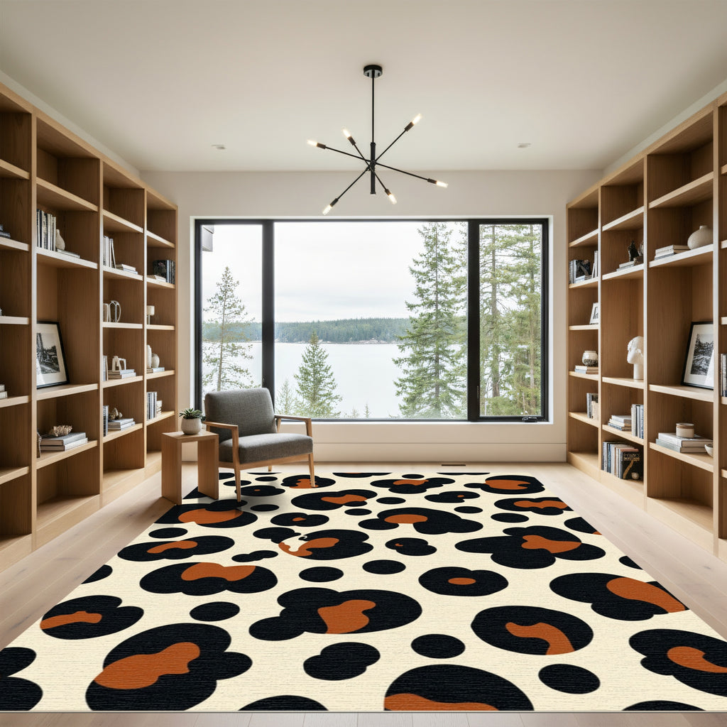Bold Brown Black Spots Leopard Rug