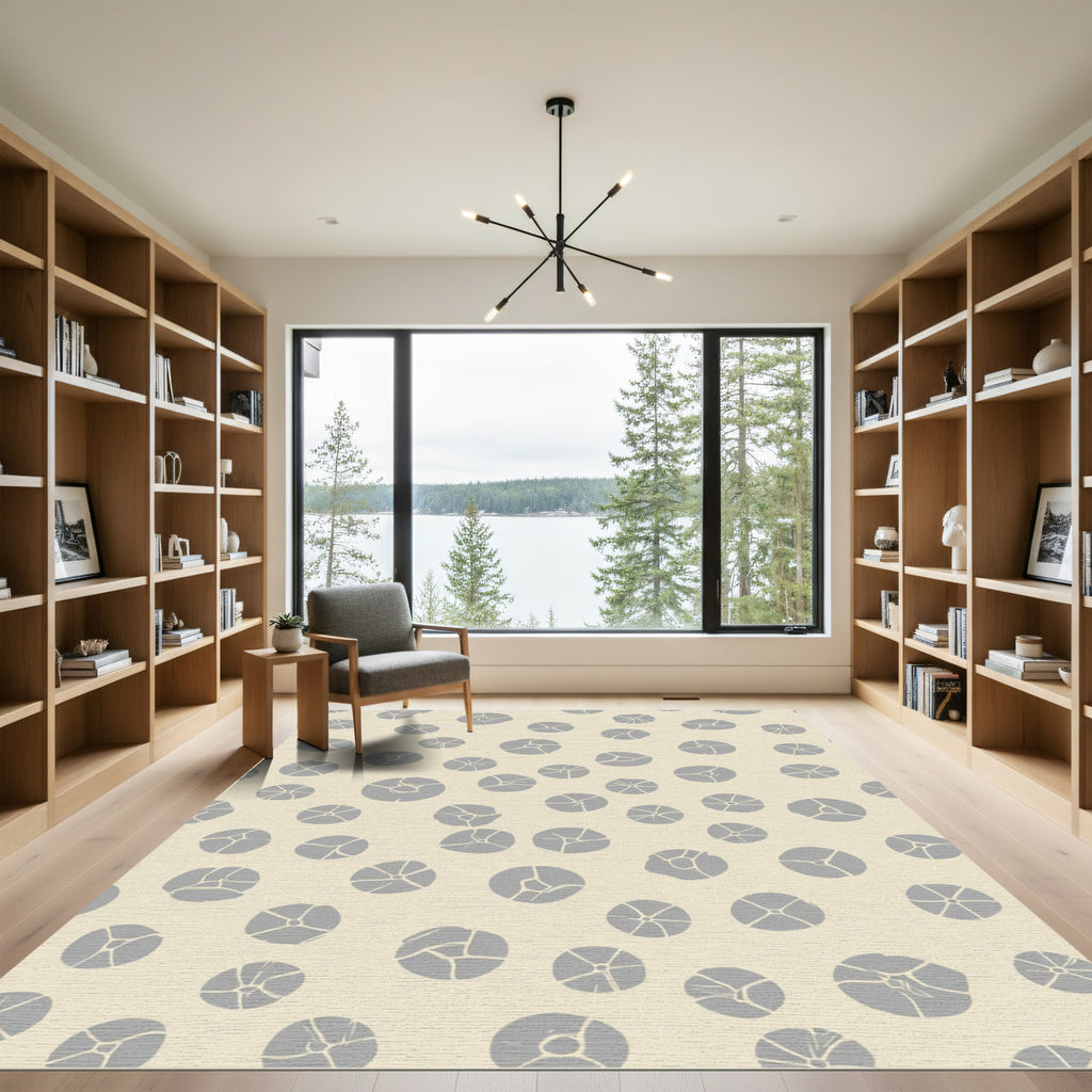 Soft Gray Abstract Floral Scatter Rug