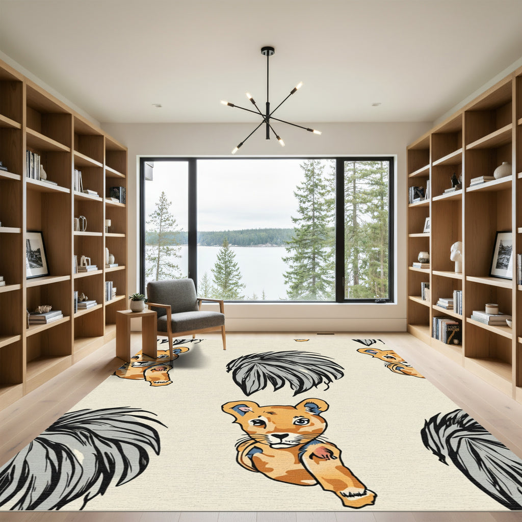 Cute Lion Cub Fur Mane Rug