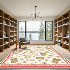 Cute Fox Flower Repeat Rag Rug