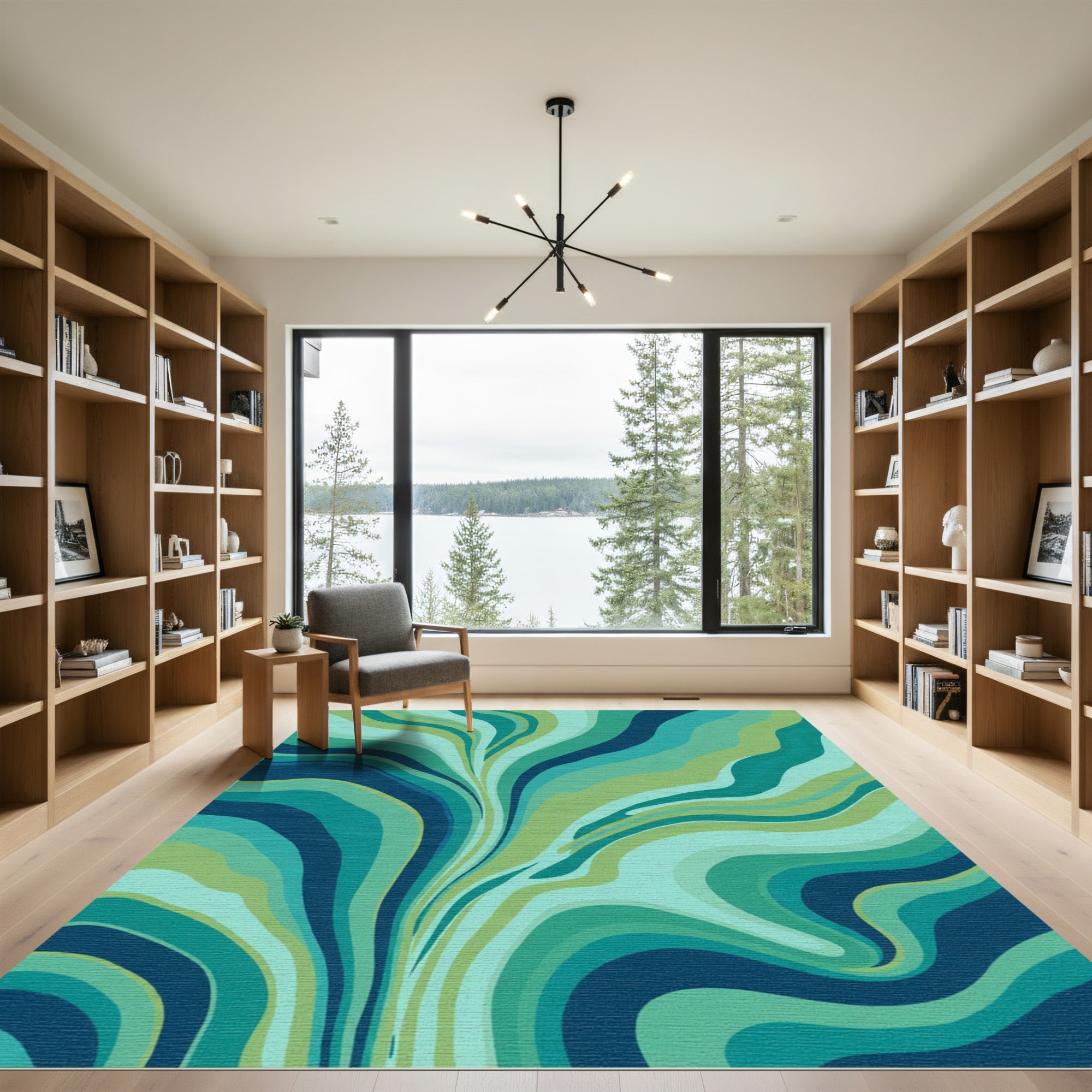 Oceanic Blue Green Swirl Rug