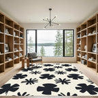 Black Floral Starburst Scatter Rug