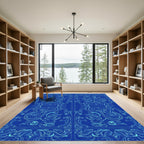 Royal Blue Swirls Art Nouveau Rug