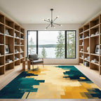 Gold Yellow Teal Pixel Horizon Rug