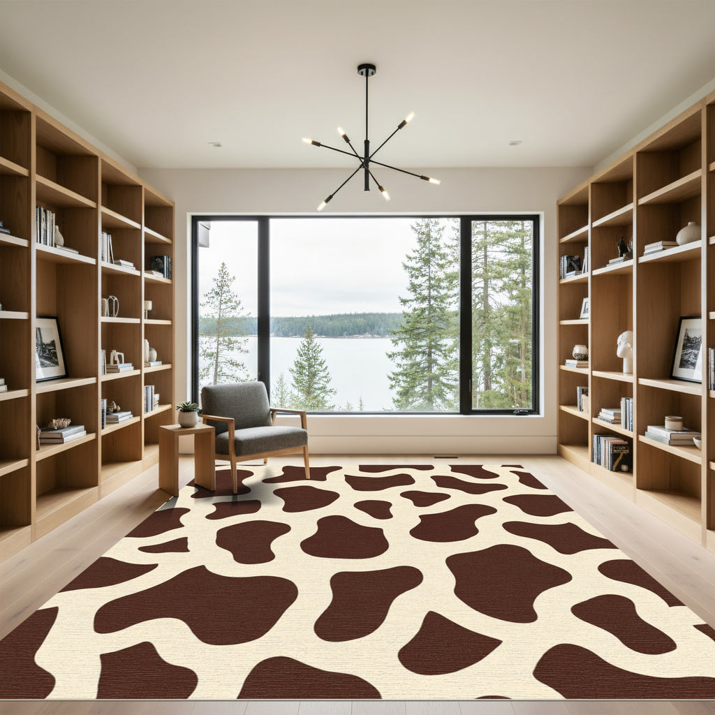 Brown Cream Abstract Patchwork Rug