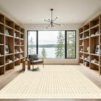 Neutral Textured Geometric Square Rug