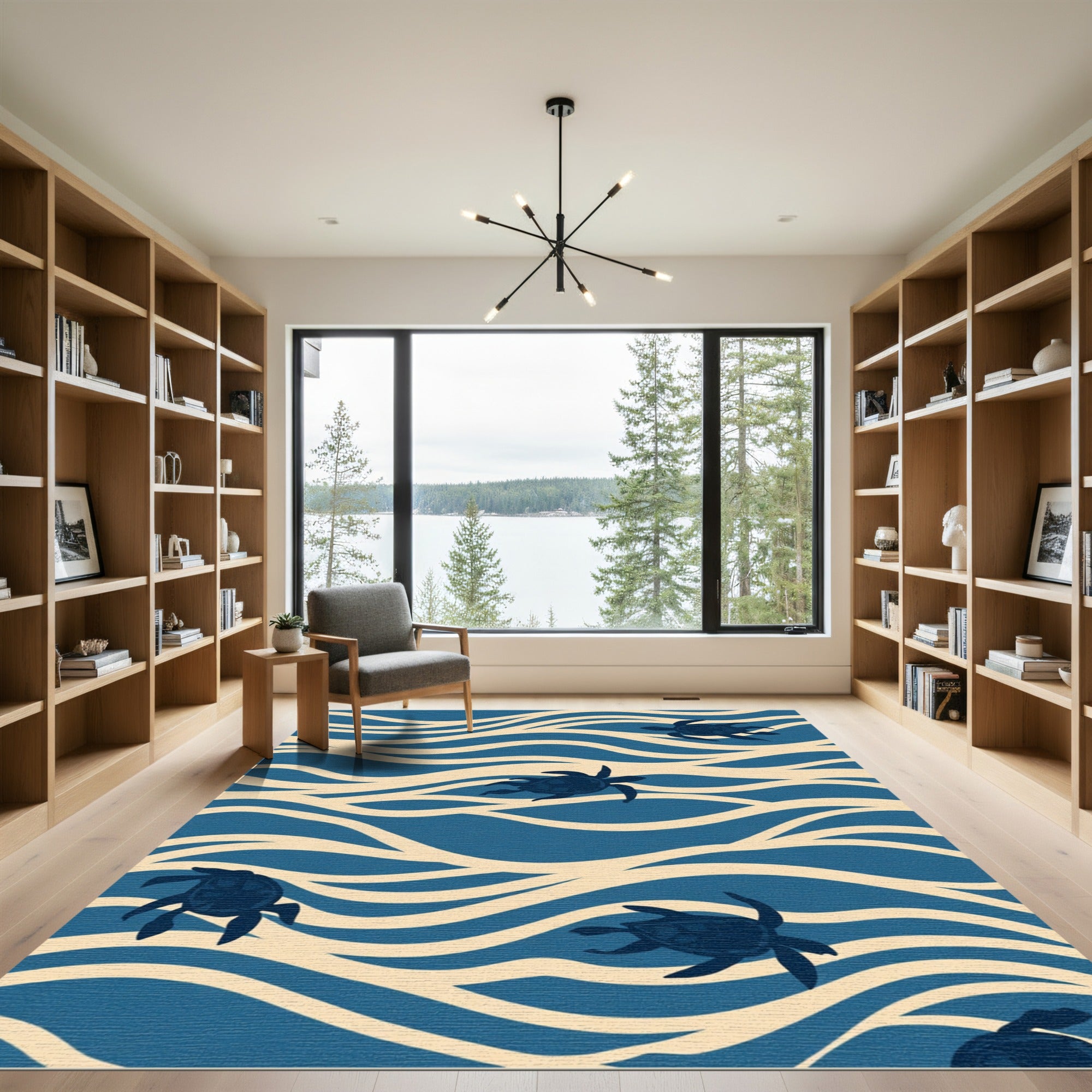 Navy Turtle Waves Commination Rug