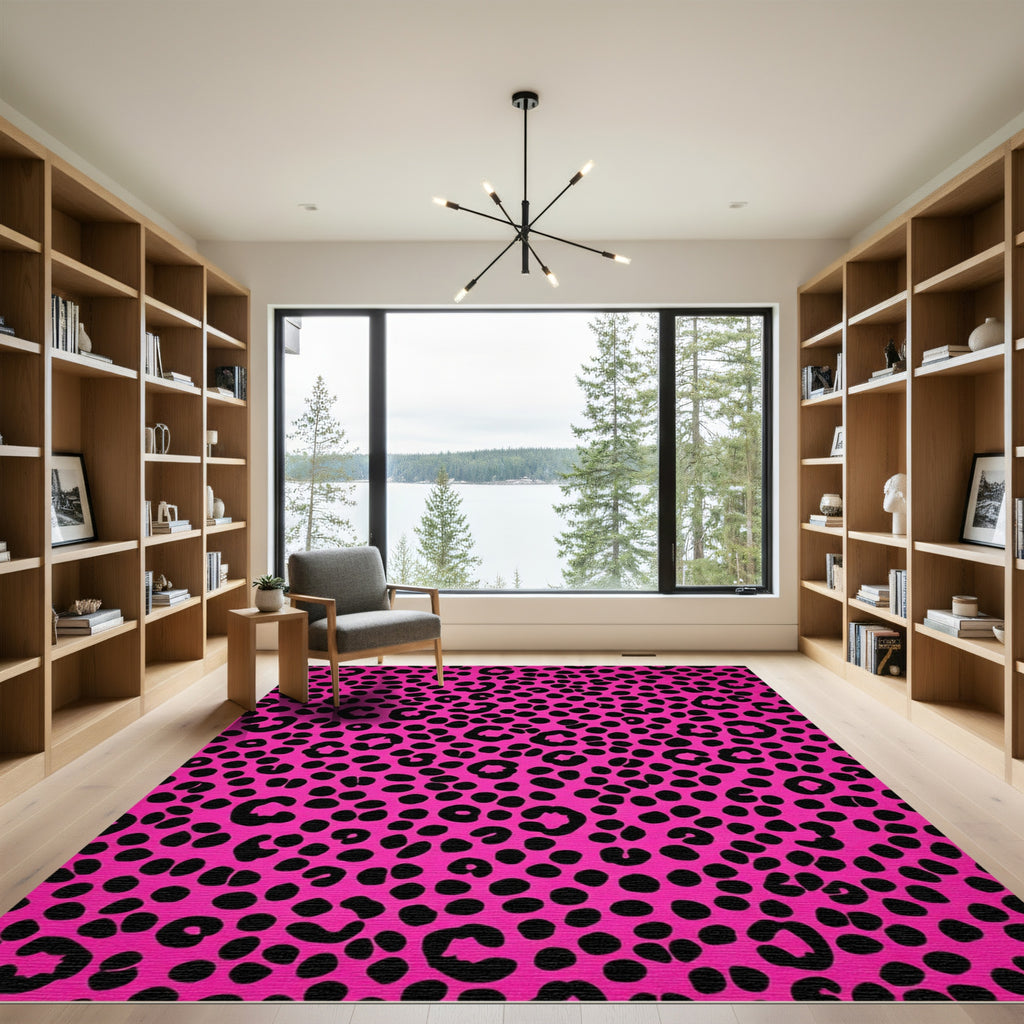 Bold Fuchsia Animal Print Rug