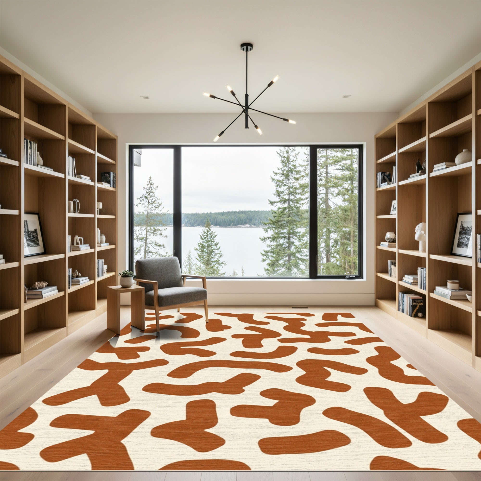 Retro Terracotta Abstract Blob Rug